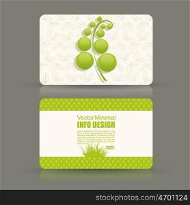 Card set eco design, organic foods shop or vegan cafe business card with green foliage.