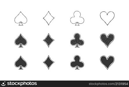 Card suit icons. Symbols of cards suit. Playing card suit. Vector image