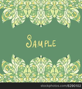 Card template for print design. Ethnic paisley ornament.