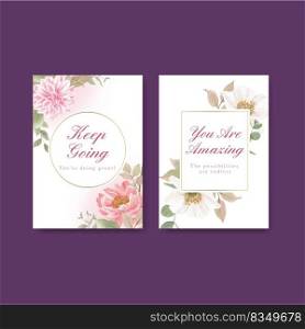 Card template with cotta≥core flowers concept,watercolor sty≤