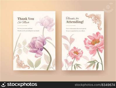 Card template with cottagecore flowers concept,watercolor style
