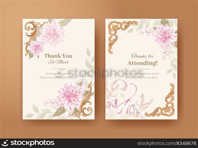 Card template with cottagecore flowers concept,watercolor style 