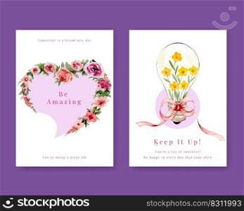 Card template with happiness happen day concept,watercolor style 