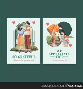 Card template with paradise love concept design watercolor vector illustration 