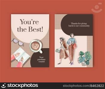 Card template with world water day concept design watercolor vector illustration 
