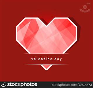 Card Valentine Day with a heart made ??of paper