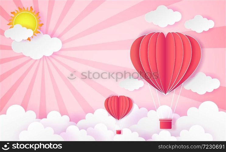 card Valentine's day balloon heart love Invitation on vector abstract background
