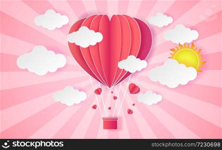 card Valentine's day balloon heart love Invitation on vector abstract background