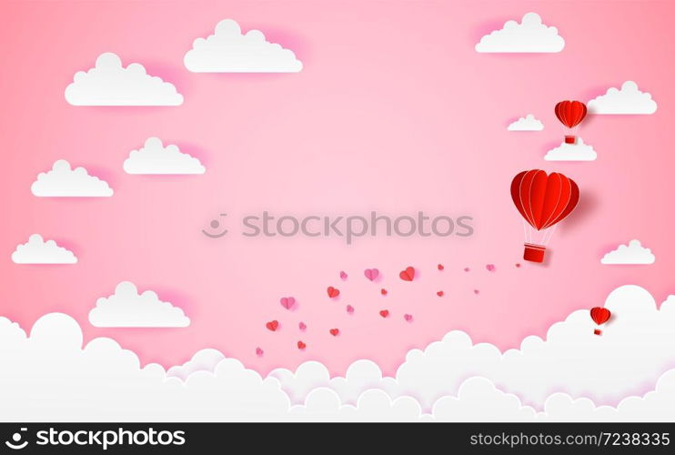 card Valentine's day balloon heart love Invitation on vector abstract background