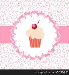 Card with a cupcake. vector illustration. EPS 10.