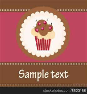Card with a cupcake. vector illustration. Vector illustration.