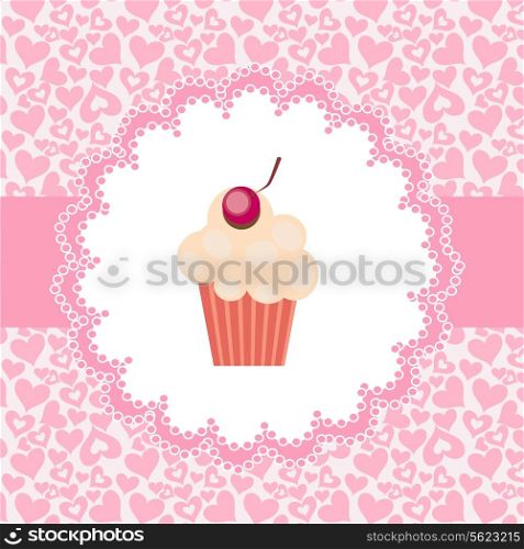 Card with a cupcake. vector illustration. Vector illustration.