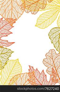 Card with autumn foliage. Background of falling leaves.. Card with autumn foliage.