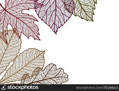 Card with autumn foliage. Background of falling leaves.. Card with autumn foliage.