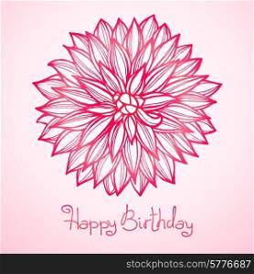 Card with beautiful flower dahlia. Vector illustration.. Card with beautiful flower dahlia.