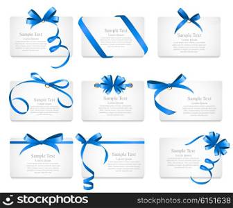 Card with Blue Ribbon and Bow Set. Vector illustration EPS10. Card with Blue Ribbon and Bow Set. Vector illustration