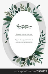 Card with branches and leaf. Vector illustration invitation card template with branches and leaf decoration