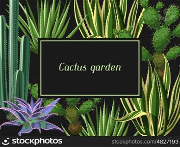 Card with cactuses and succulents set. Plants of desert. Card with cactuses and succulents set. Plants of desert.