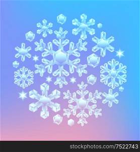 Card with crystal snowflakes. Background for Merry Christmas and Happy New Year.. Card with crystal snowflakes.