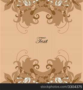 card with decorative leaves on cream
