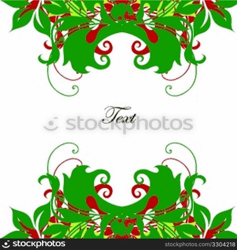 card with decorative leaves on white background