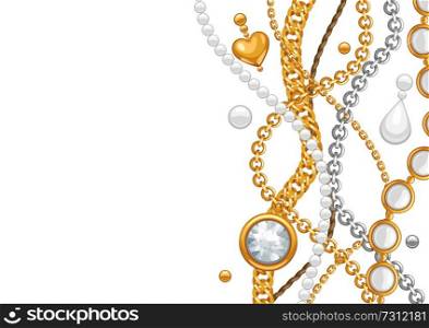 Card with golden chains. Vintage luxury precious background.. Card with golden chains.