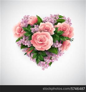 Card with heart of roses. Vector illustration. Card with heart of roses. Vector