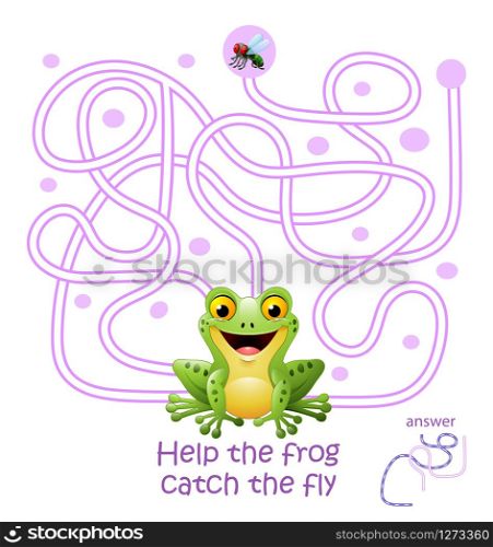 Card with maze game, help the frog catch the fly