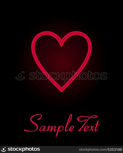Card with neon heart. A vector illustration