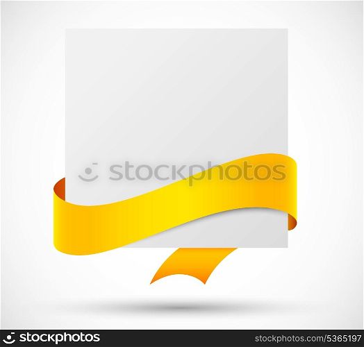 Card with orange ribbon. Abstract illustration