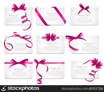 Card with Pink Ribbon and Bow Set. Vector illustration EPS10. Card with Pink Ribbon and Bow Set. Vector illustration
