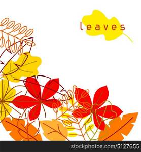 Card with stylized autumn foliage. Falling leaves in simple style. Card with stylized autumn foliage. Falling leaves in simple style.