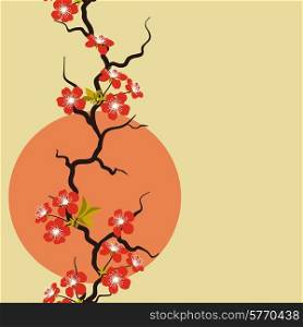 Card with stylized cherry blossom flowers.
