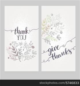 Card with the words thank you. Vector illutration