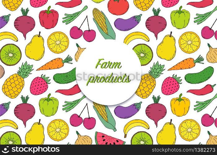card with vegetables and fruits