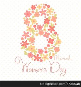 Card Womens Day on March 8. Vector illustration.