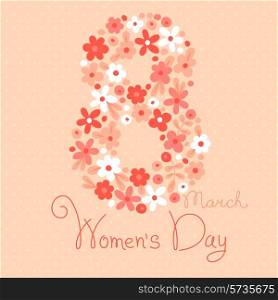 Card Womens Day on March 8. Vector illustration.