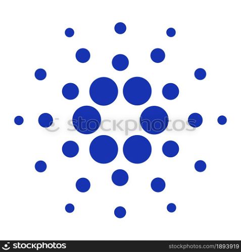 Cardano ADA token symbol of the DeFi project cryptocurrency logo, decentralized finance coin icon isolated on white background. Vector illustration.