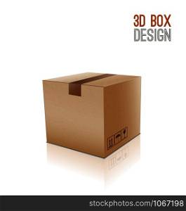 Cardboard box.Closed box icon 3d.. Cardboard closed box. illustration. 3d model of box.