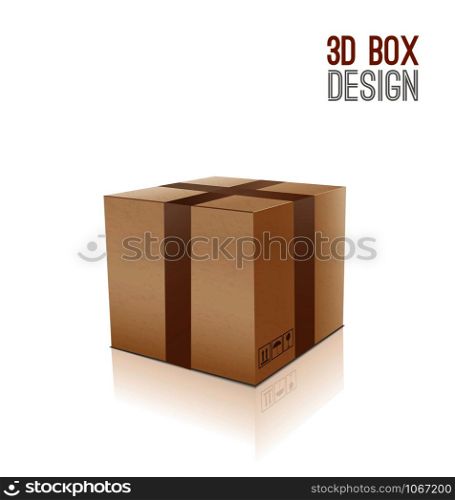 Cardboard box.Closed box icon 3d.. Cardboard closed box. illustration. 3d model of box.