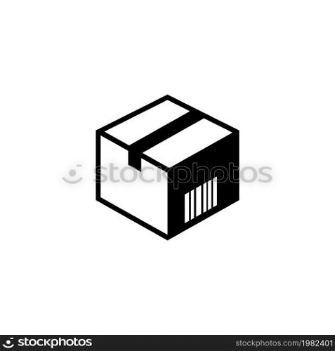 Cardboard Box. Flat Vector Icon illustration. Simple black symbol on white background. Cardboard Box sign design template for web and mobile UI element. Cardboard Box Flat Vector Icon