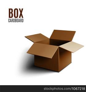 Cardboard box icon. Vector 3d model of box.. Cardboard box icon 3d isolated on white background.