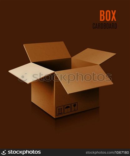 Cardboard box icon. Vector 3d model of box.. Cardboard box icon