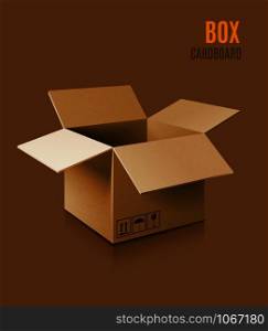 Cardboard box icon. Vector 3d model of box.. Cardboard box icon