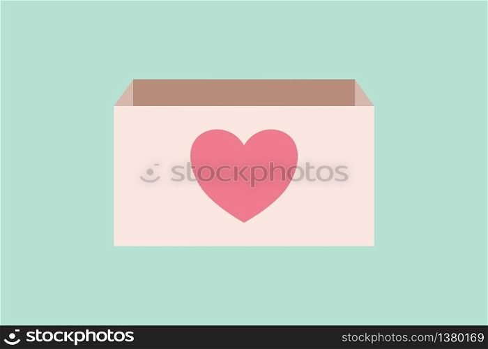 Cardboard box with a love heart on it for donating or giving concept to help those affected by COVID-19 pandemic