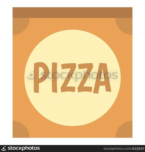 Cardboard box with pizza icon flat isolated on white background vector illustration. Cardboard box with pizza icon isolated