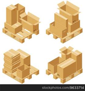 Cardboard boxes and wood pallet Royalty Free Vector Image