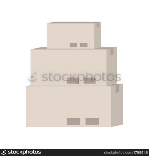 Cardboard boxes for delivery semi flat color vector object. Full sized item on white. Large cartons for moving house isolated modern cartoon style illustration for graphic design and animation. Cardboard boxes for delivery semi flat color vector object