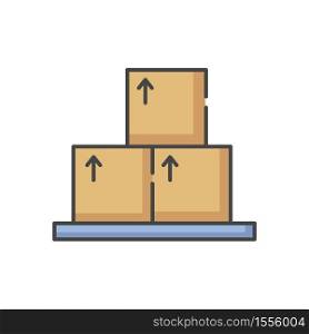 Cardboard boxes RGB color icon. Pile of cargo for distribution. Logistic service. Post office. Parcel for delivery. Crate storage. Fragile goods transportation. Isolated vector illustration. Cardboard boxes RGB color icon