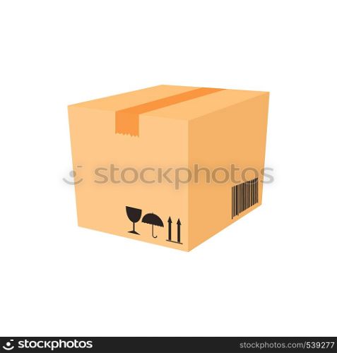 Cardboard icon in cartoon style on a white background. Cardboard icon in cartoon style